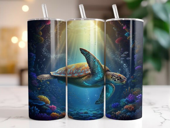 20oz Sea Turtle Ocean Reef Tumbler Wrap Review