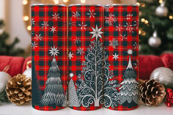 Black White Plaid Christmas Tumbler Wrap Design Review
