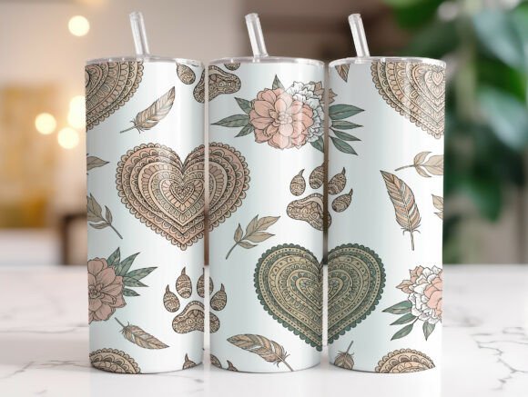 Boho Floral Heart Tumbler Wrap Design Review