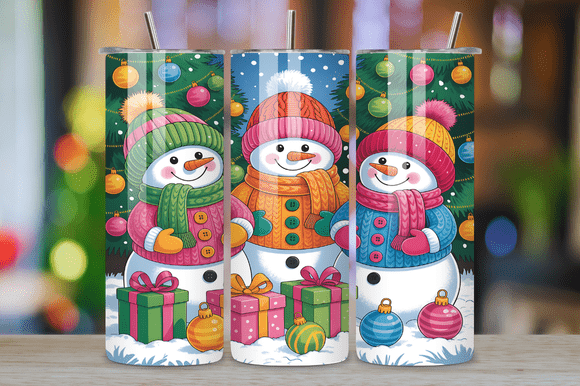 Cute Christmas Snowman Tumbler Wrap PNG Review