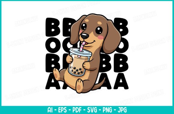 Cute Dachshund Boba Tea PNG SVG T-shirt Review