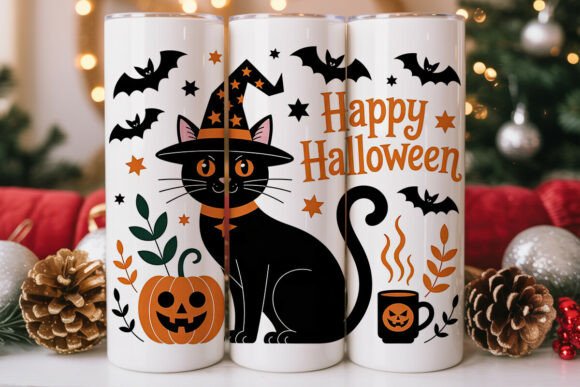 Cute Halloween Cat Witch Tumbler Wrap Design Review