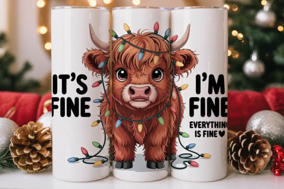 Cute Highland Cow Christmas Tumbler Wrap Design Review