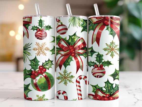 Festive Holly Christmas Tumbler Wrap PNG Review