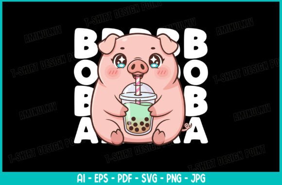 Funny Piglet Bubble Tea T-Shirt Design Review