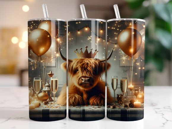 Highland Cow New Year Tumbler Wrap PNG Review