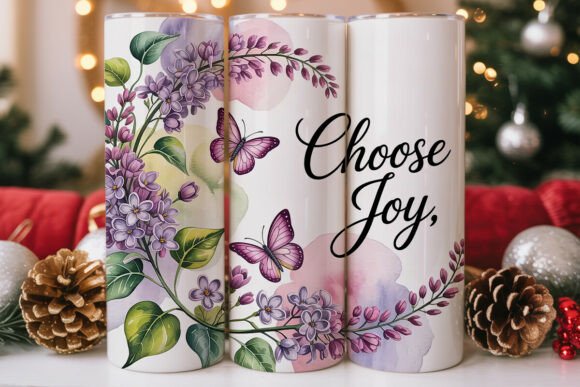 Lilac Butterfly Choose Joy Tumbler Wrap Design