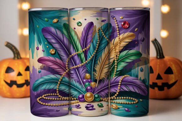 Mardi Gras Feathers Tumbler Wrap Design Review