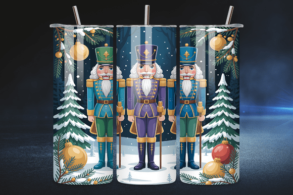 Nutcracker Blue Snowy Christmas Tumbler