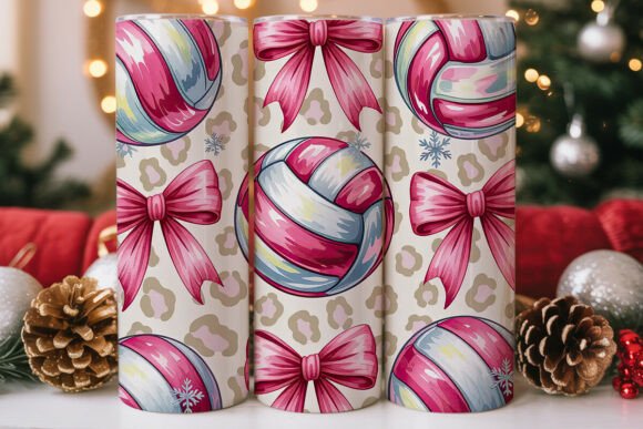 Pink Leopard Volleyball Bows Tumbler Design Review