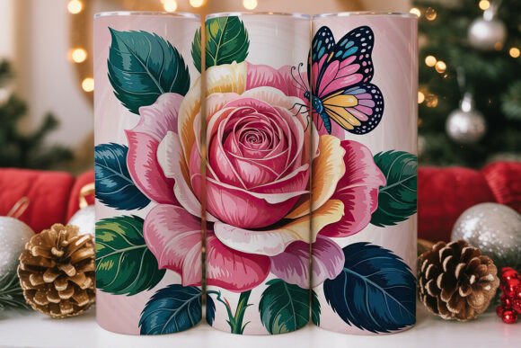 Pink Rose Butterfly Garden Tumbler Wrap Design Review
