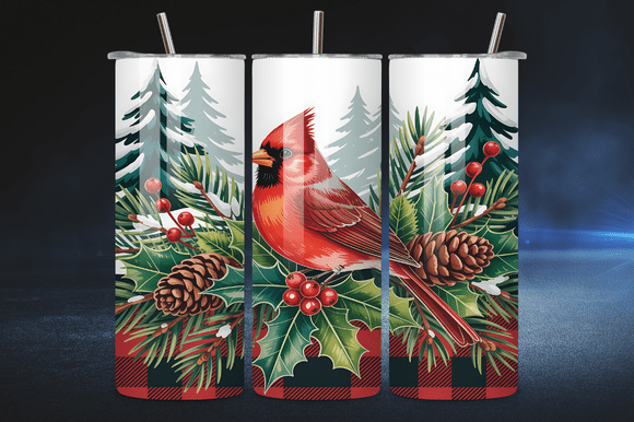 Plaid Christmas Red Cardinal Tumbler Review