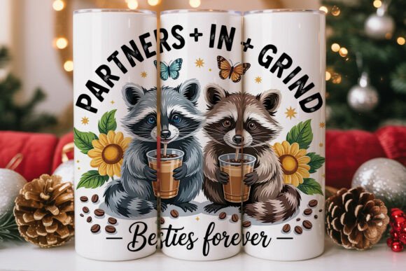 Raccoon Coffee Besties Tumbler Wrap PNG Review