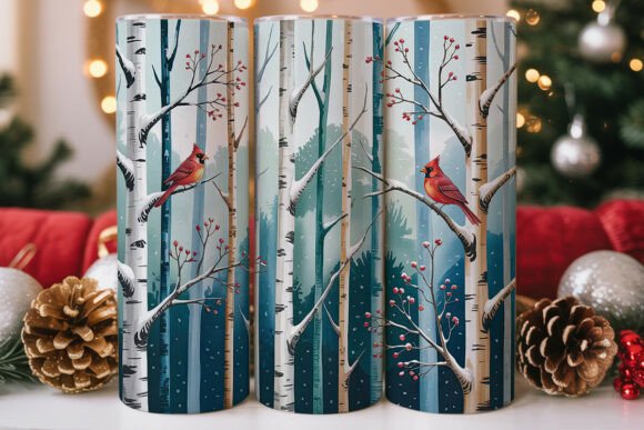 Winter Cardinal Birch Forest Tumbler Design Review